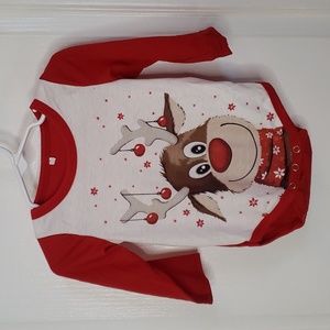 Reindeer Holiday Christmas Onesie Size 24M NWOT